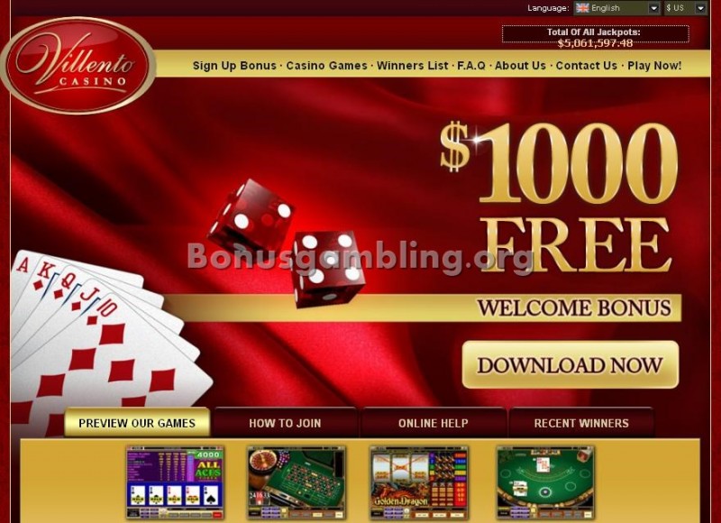 Villento Casino Website Screenshot