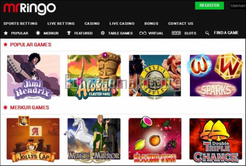 Mr. Ringo Casino Website Screenshot