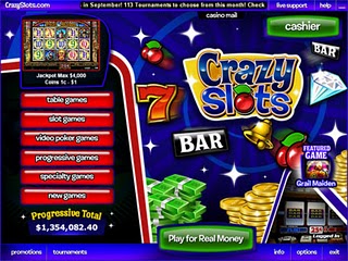 Crazy Slots Casino lobby