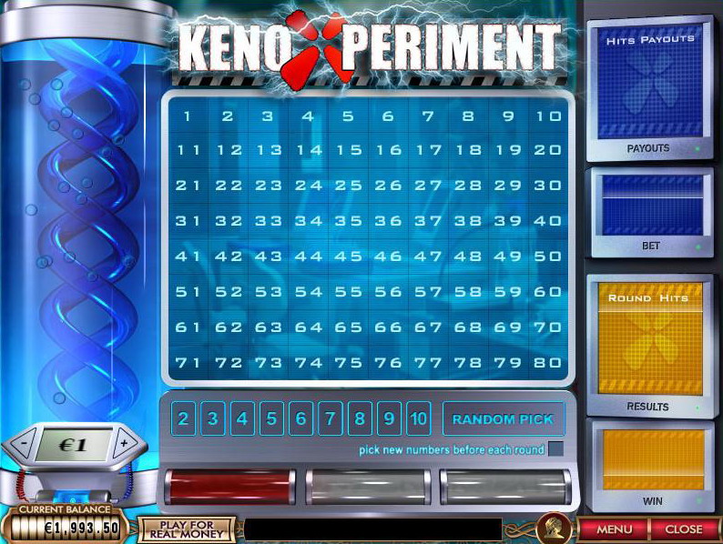 Online Keno Lottery Screenshot