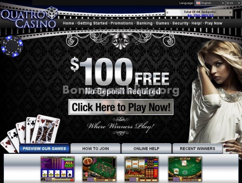 Quatro Casino Website Screenshot