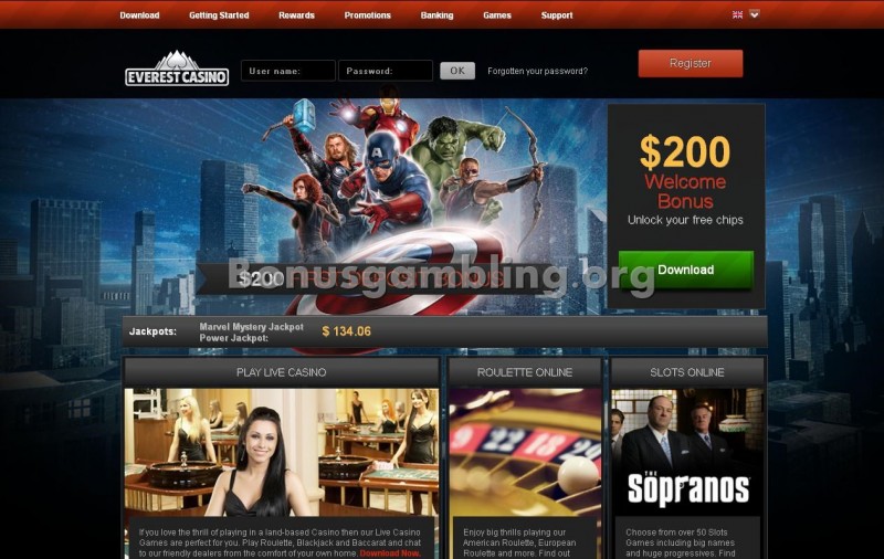 Everest Casino Website Screenshot